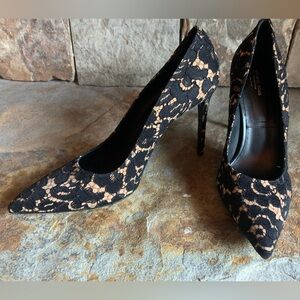 Michael Kors Black and Tan Lace Heels